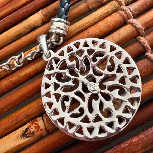 Premier Designs Silver Tree Pendant on Black Cord Necklace 15.5”-20.5” - Picture 6 of 6